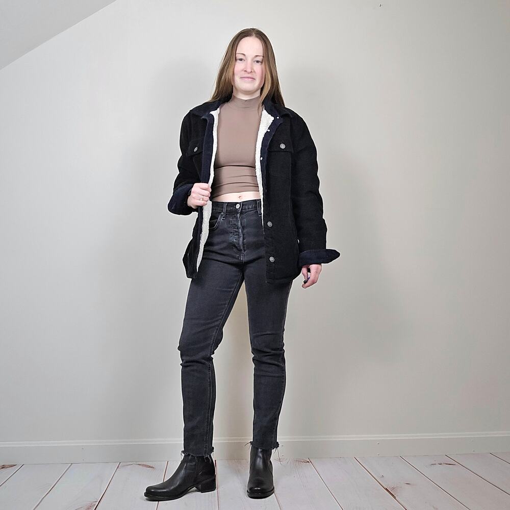 Jachs NY Corduroy Sherpa Trucker Jacket Black Medium